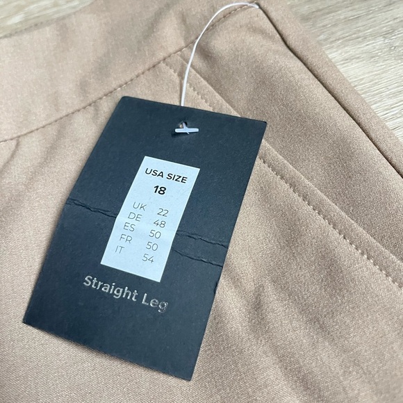 Rekucci Classic Straight Leg Easy Care Trousers Dress Pants Tan Office SZ 18 - Picture 5 of 9